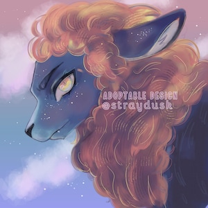 OC Adopt, Feral Furry Creature Portrait, , Hand Drawn Art by Arly