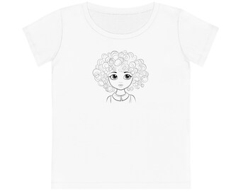 T-Shirt mit Locken Mädchen aus Bio Baumwolle, T-Shirt mit Gesicht, Geschenk