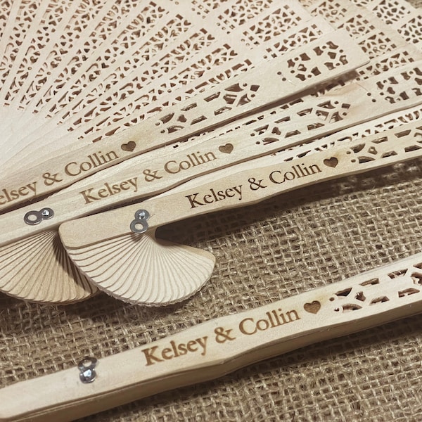 100 pcs Personalized Wedding Hand Fans, Gift For Engagement,Bridal Gifts, Party Favors,Groomsman Gifts, Thank you Gift