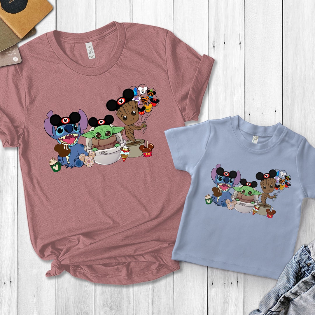 Baby Yoda T-Shirt Baby Yoda \u0026 Groot T-Shirt – Lustig \u0026 Niedlich, Für Damen  \u0026 Herren Star Wars Comics Marvel, image size:1080x1080