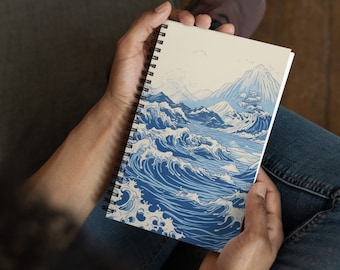 Japanese wave || Spiral Notepad Bullet Journal