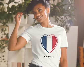Camiseta Mujer Francia Mundial 2026 – Bandera en Forma de Corazón Francia – Fan de Fútbol FIFA 2026 – Regalo Selección Francesa