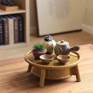 Japanese bamboo tea set storage box tea table household dustproof portable tea tray manual small tea table tea ceremony accessories