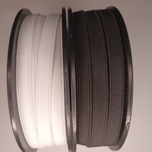 Ribbed elastic 1cm wide black or white sold in 3 meters image 1