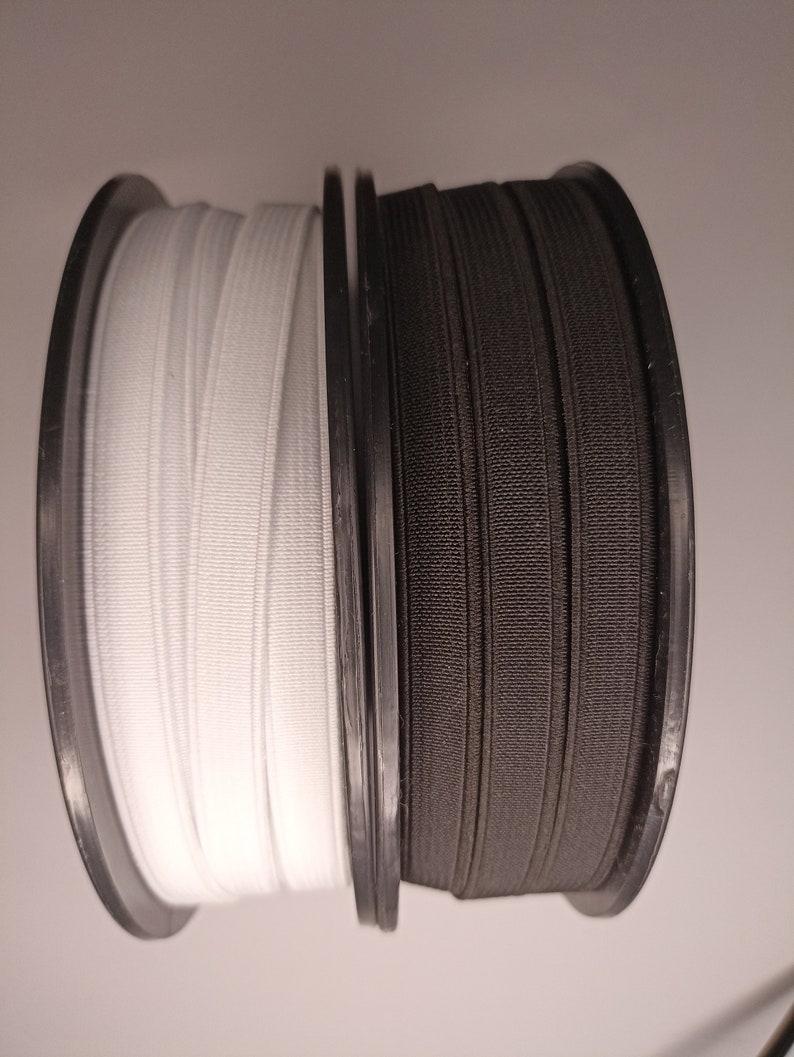 Ribbed elastic 1cm wide black or white sold in 3 meters image 1