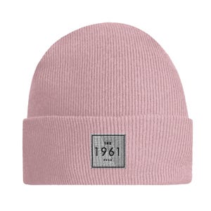 Dusty pink 1961 beanie, original cuffed beanie hat unisex one size
