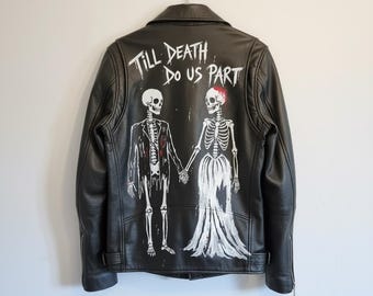 Custom Hand-Painted Leather Biker Jacket – Design Your Own Moto Jacket