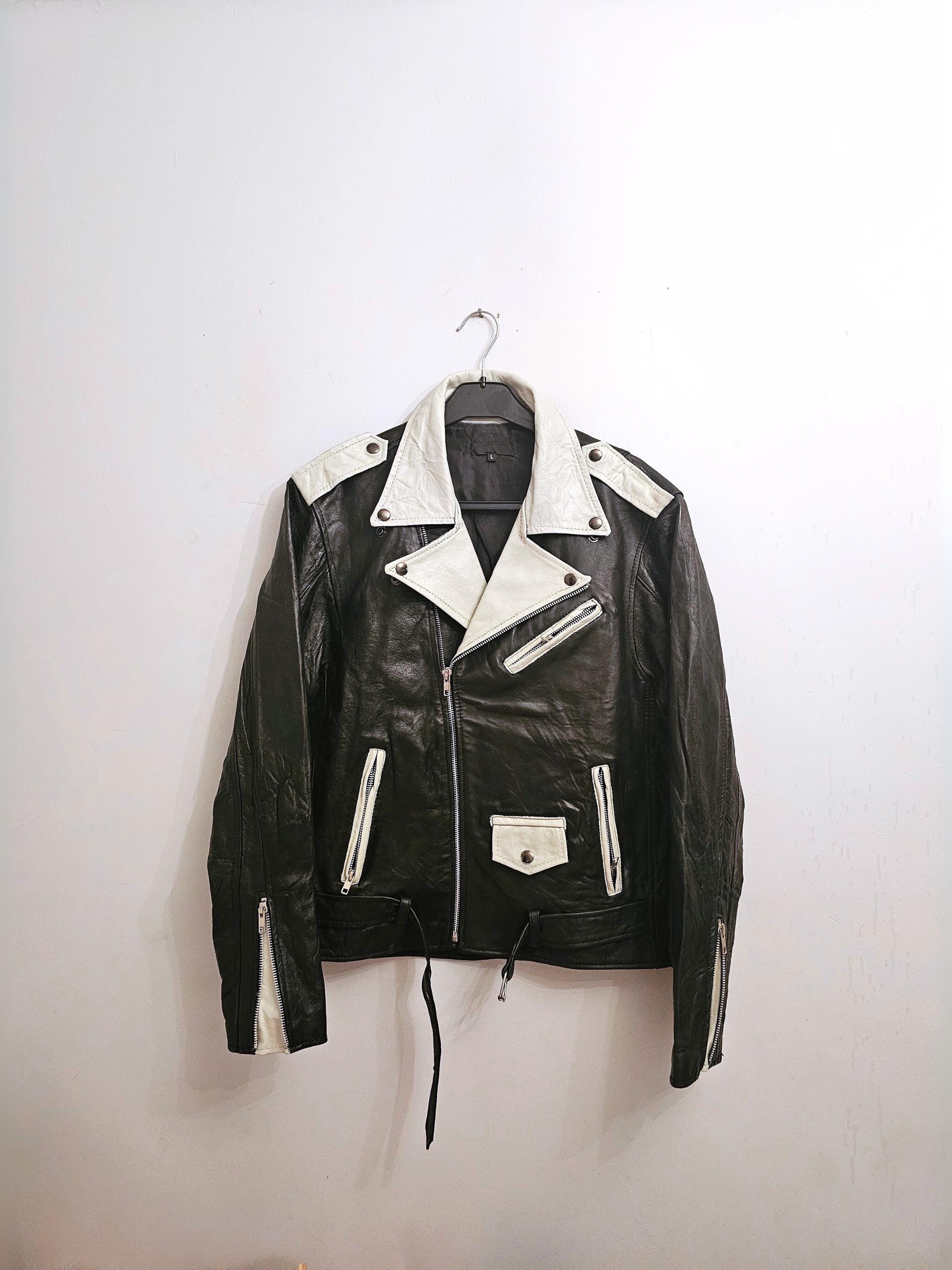 Retro 90s Leather Jacket, 80s Motorcycle Jacket, Biker