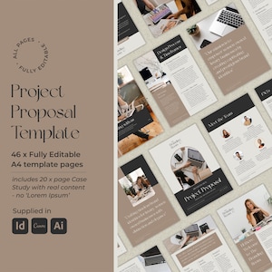 Project Proposal Guide Template, Brand Designer Quote Pack Template, Outline, InDesign, Adobe Illustrator, Canva,  Luxury, Digital Download