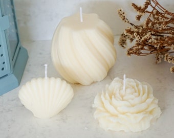 Wave candle | Peony candle | Shell candle | 100% soy wax | wedding | Decoration | Engagement | Party Favors | Gift idea