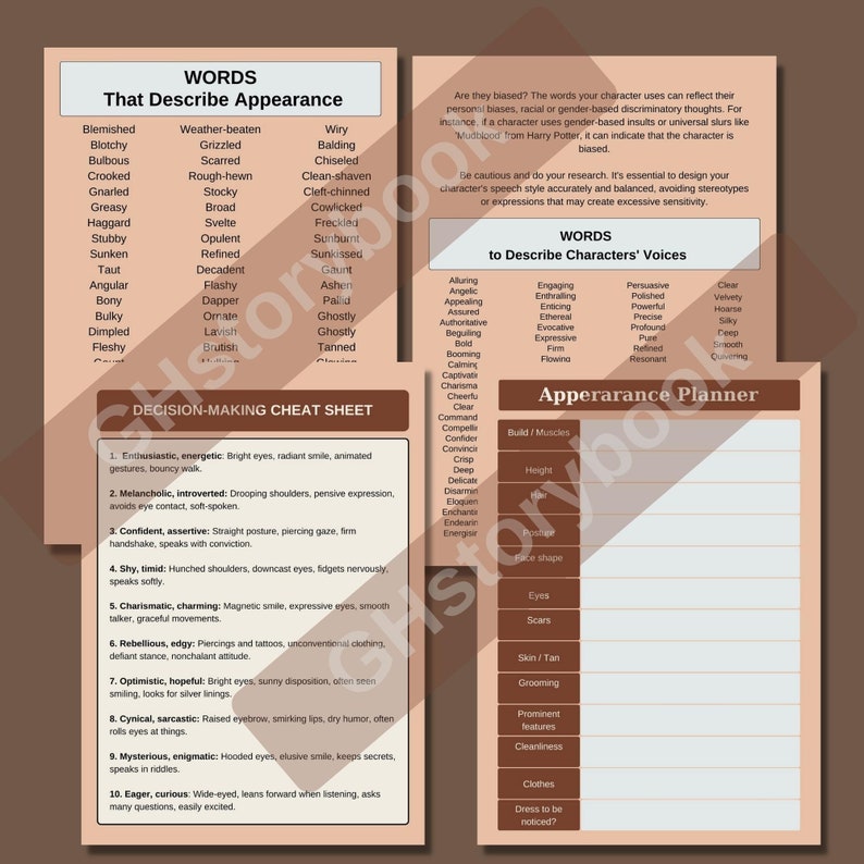Character Workbook ,character Profile, Digital or Printable Writing