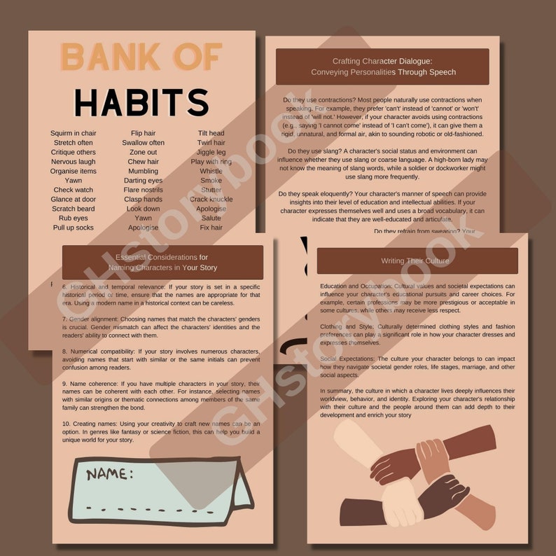 Character Workbook ,character Profile, Digital or Printable Writing