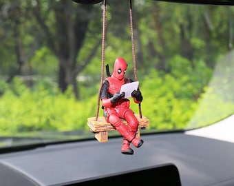 Deadpool Car Rear View Mirror Hanging Pendants/ Deadpool Figure Car Dashboard Decor Ornaments / Marvel Car Interior Accessories Charms Gifts
