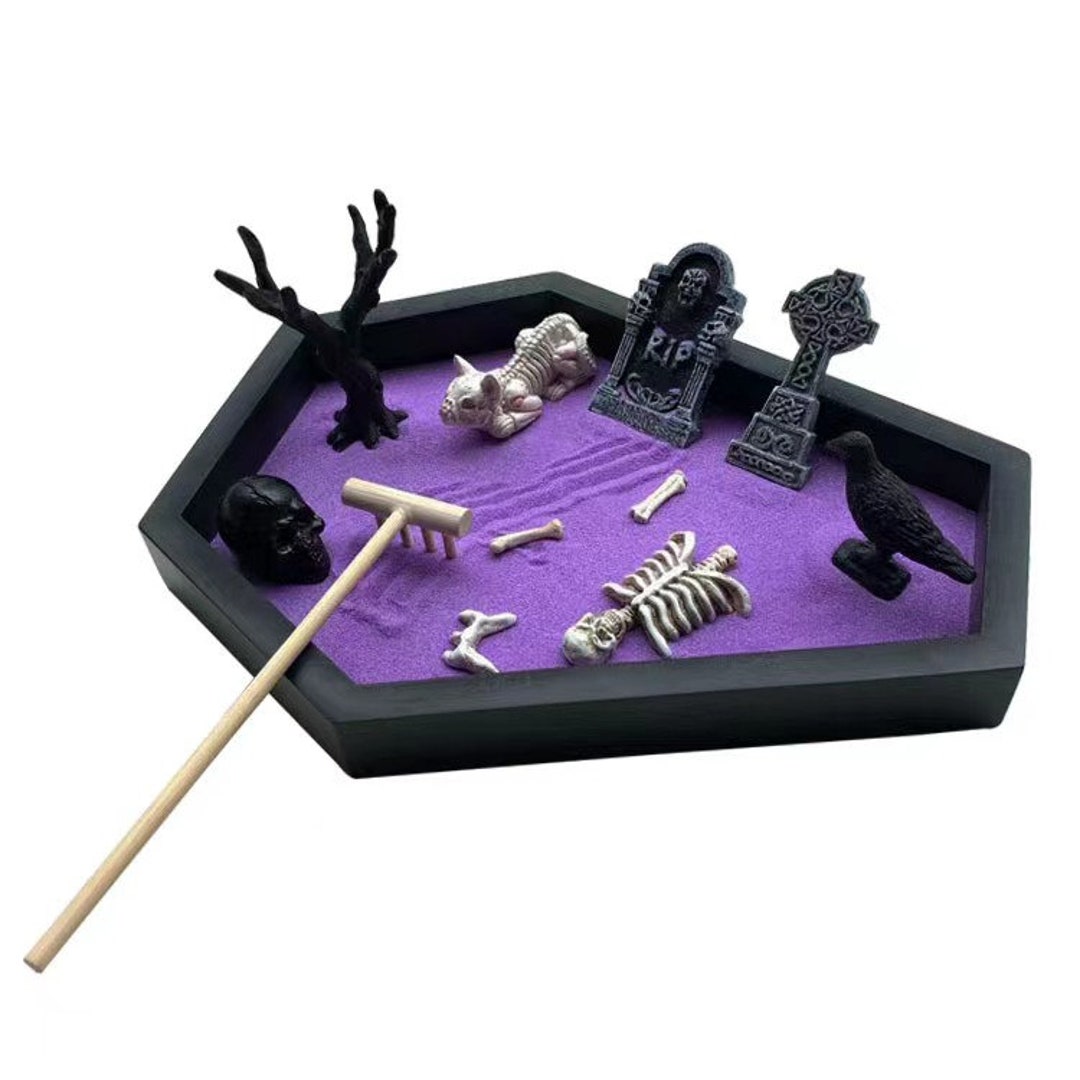Large Coffin Zen Garden Graveyard / Halloween Theme Skull Spooky Zen ...