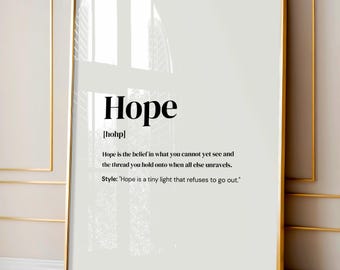 Hope Definition Print, Inspirational Typography Poster (Digital Download)