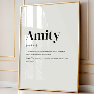 Amity Dictionary Definition Wall Art, Printable Digital Download ...