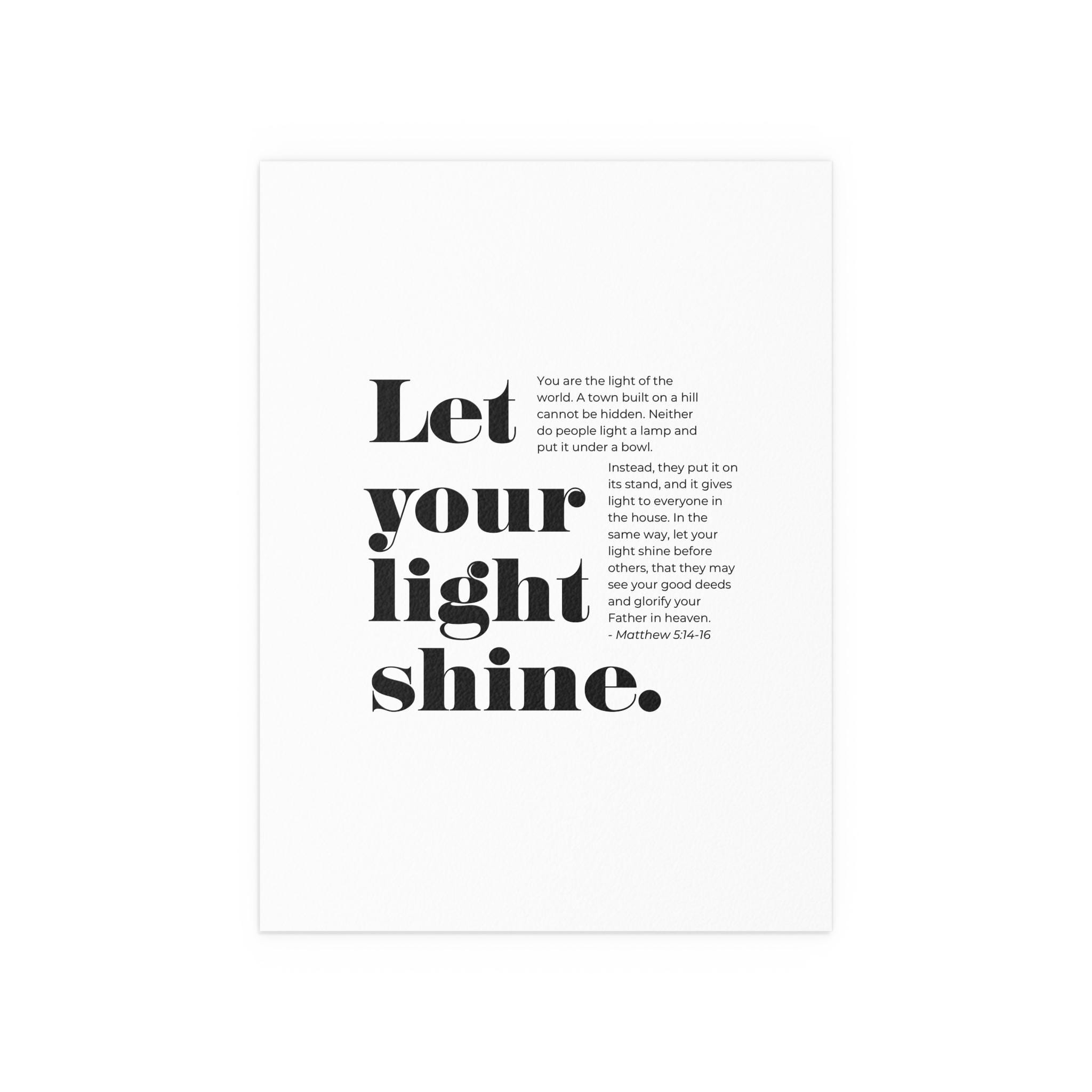 Let Your Light Shine Christian Bible Physical Print Poster ...