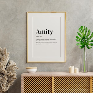 Amity Dictionary Definition Wall Art, Printable Digital Download ...