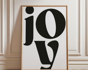 JOY druckbare Wandkunst christlicher Typografie-Druck Moderne minimalistische Wohnkultur Inspirierende Wortkunst Digital Glaube Zitat Geschenk
