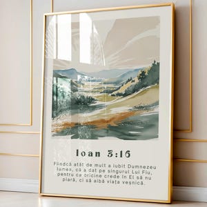 Ioan 3:16 Română Print, Romanian Bible Verse Wall Art, Romania Printable, Romanian Christian Poster, Romanian Quote, Christian Gift