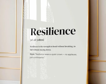 Resilience Definition Print, Inspirational Typography (Digital Download)
