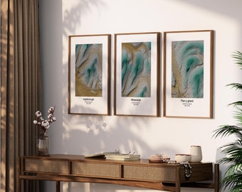 Yorkshire Three Peaks Bundle Buy - Ingleborough / Whernside / Pen-Y-Ghent  - Topographic Relief Maps - Wall Art