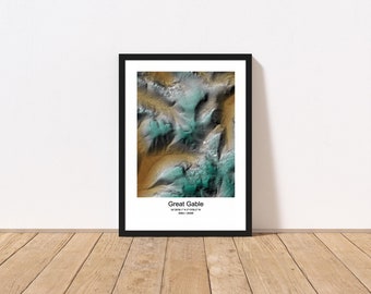 Great Gable Map Print - Topographic Relief Map - Lake District - England - Wall Art