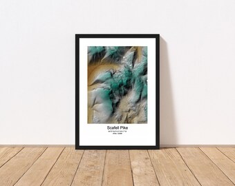 Scafell Pike Map Print - Topographic Relief Map - Lake District - England - Wall Art