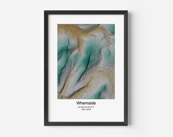 Whernside Map Print - Topographic Relief Map - Yorkshire Dales - England - Wall Art