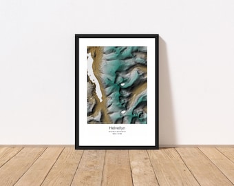Helvellyn Map Print - Topographic Relief Map - Lake District - England - Wall Art
