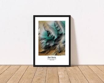 Ben Nevis Map Print - Topographic Relief Map - The Highlands - Scotland - Wall Art