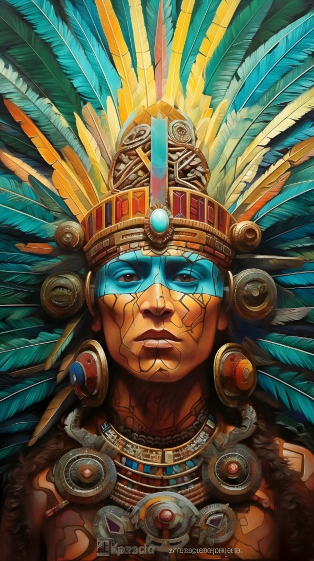 Aztec Warrior King Mexican Art Print High Quality Digital Print 3264 X 