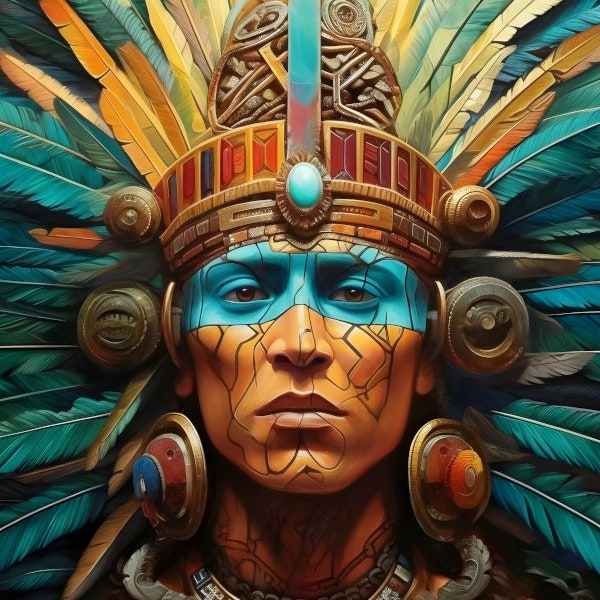 Roi guerrier aztèque - Impression d'art mexicaine - Impression numérique de haute qualité - 3264 x 5824 / 300 dpi