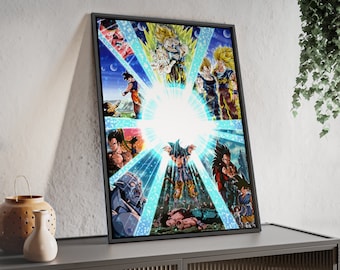 Goku Genkidama, Dragonball Z GT Super, Goku,  - Poster mit Holzrahmen