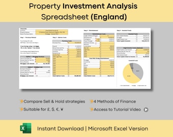 Property Calculator, UK Investment Analysis Spreadsheet | Microsoft Excel Download