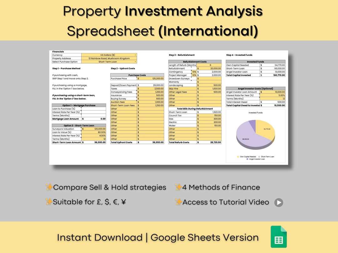 Property Deal Analysis Tool Buy to Let & HMO Analyser Yellow | Multi ...