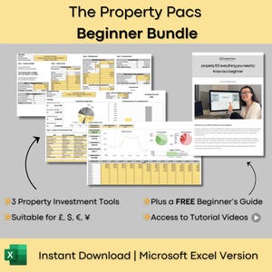 Digital Spreadsheet Property Investment Bundle | Microsoft Excel Cashflow Analysis And Refurbishment Tools