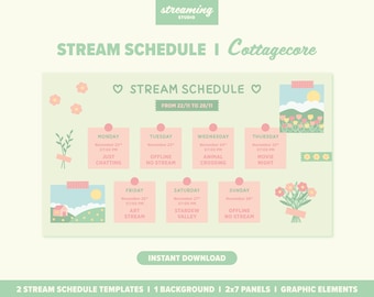 Modello di pianificazione Cottagecore Stream: Planner settimanale verde (download digitale)