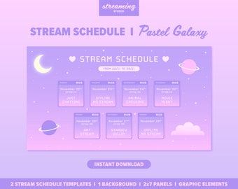 Modello di programmazione streaming Pastel Galaxy: Twitch e YouTube (download digitale)