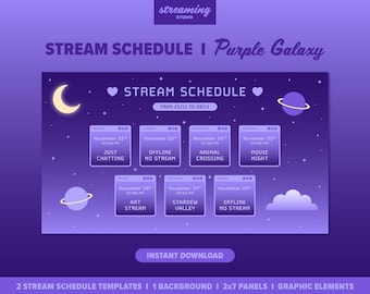 Modello di programmazione streaming Purple Galaxy: Twitch, YouTube (download digitale)