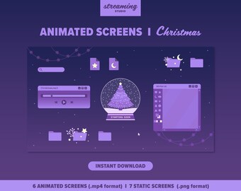 Schermate di streaming animate di sfere di neve natalizie su Twitch (download digitale)
