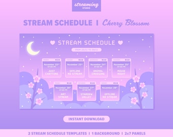 Modello di programmazione per lo streaming di Cherry Blossom, Vtuber, Twitch, YouTube (download digitale)