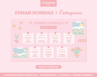 Modello di programmazione streaming Pink Cottagecore: Vtuber Twitch, YouTube (download digitale)