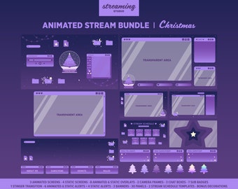 Pacchetto streaming animato di globo di neve natalizio: pacchetto overlay Twitch (download digitale)