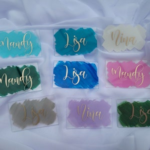 Targhetta porta nome personalizzabile / matrimonio / segnaposto / con o senza foglia oro