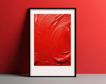 Scarlet Abstract • Oil Acrylic Red Art Abstract Wall Art Living Room Decor Modern Art Colorful Art Trendy Art • Eclectic Art