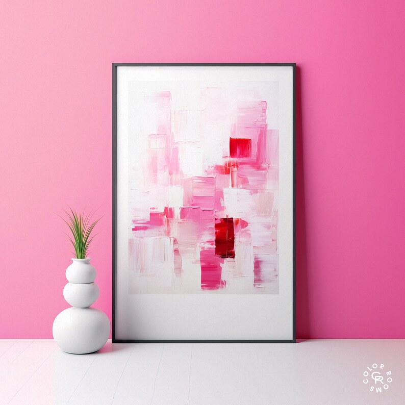 Pink Art Print Abstract Impasto Printable Art Print Modern Art Abstract Wall Art Trendy Art Pink Art image 1