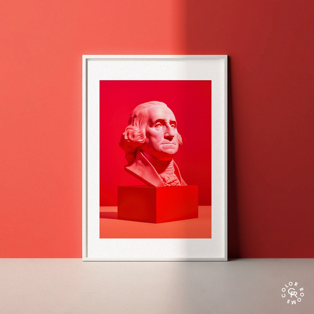 Washington Minimalist History Red Art Print Educational Wall Art History Poster Bedroom