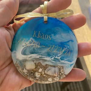 Ornament Cremation Beach Sand , Pet Memorial, Memorial ornament, Resin Art, Pet ashes, Beach Lover, Memorial Gift