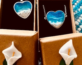 Cremation Ash Heart Necklace: Beach Memorial Keepsake Jewelry